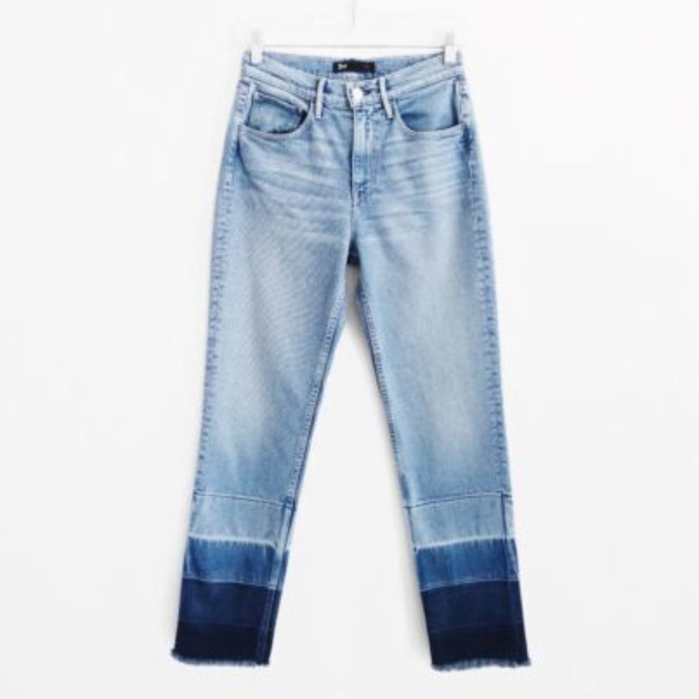3x1 NYC Denim High Rise Ombre Raw Hem Cropped Straight Leg Jeans | Size XS